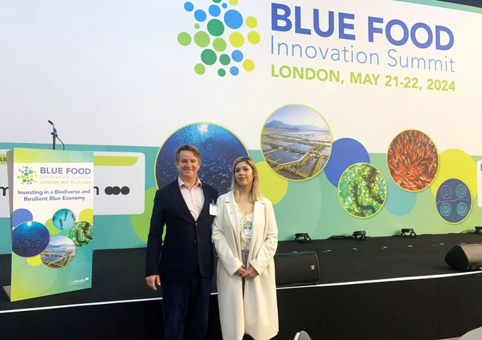 Mario Mohr and Eleftheria Bikou from NextOcean at the Blue Food Innovation Summit, London, 21-22 May 2024.