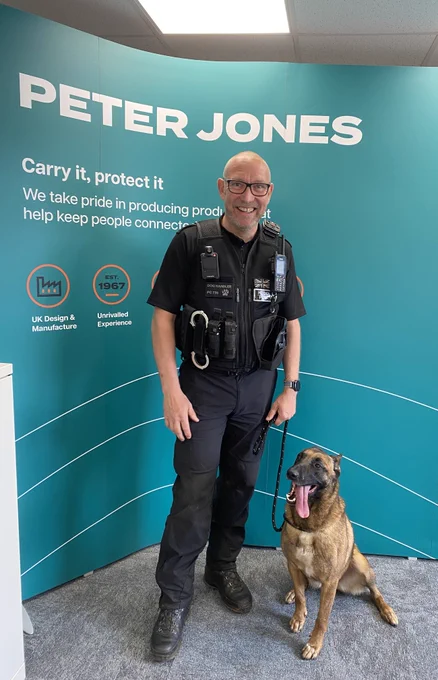 Police Officer and Police Dog from Gwent Police Dog Section Visit Peter Jones ILG