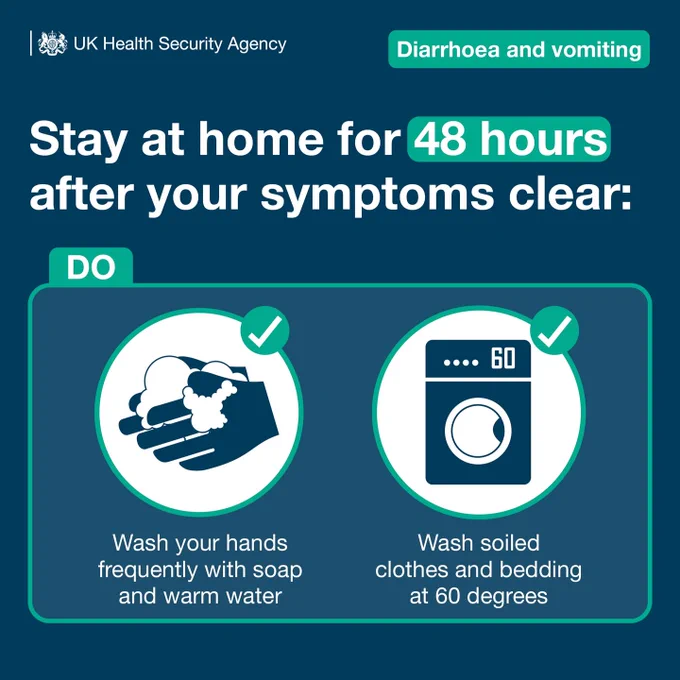 Stay at home for 48 hours after your symptoms clear