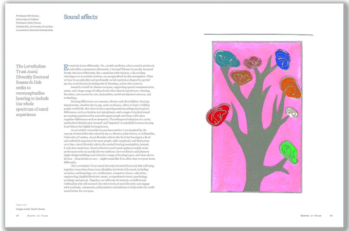 Screenshot of double page spread. Tree with different coloured ears for leaves.