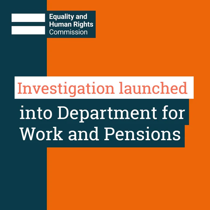 Graphic with words: Investigation launched into Department for Work and Pensions