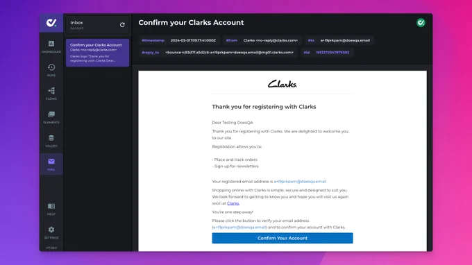DoesQA built-in automation-friendly email client