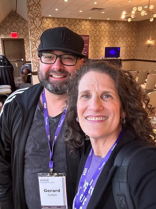 Selfie of Gerard Cohen with glasses and black cap and me