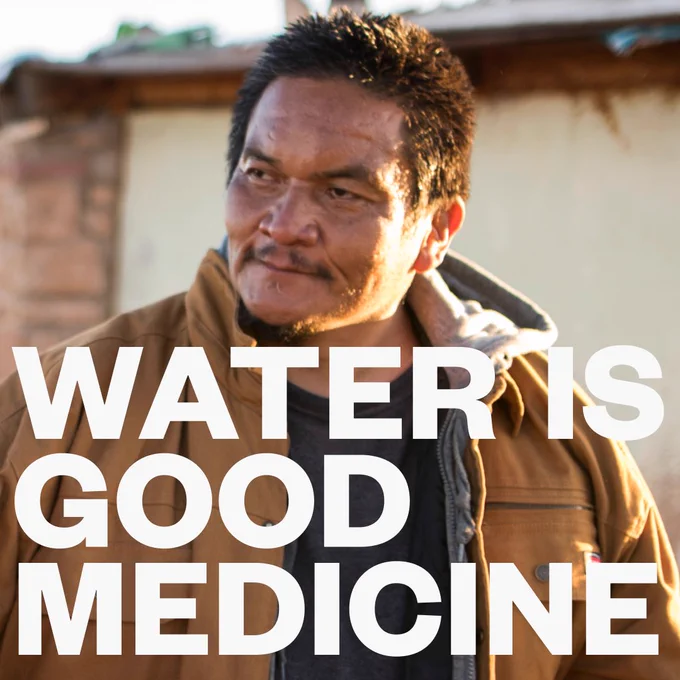 Photo of Daniel. White text: Water is good medicine.