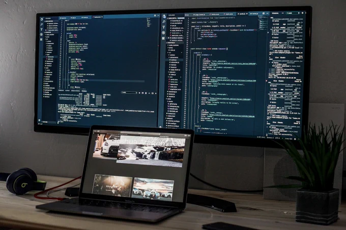 Laptop computer with two large monitors and set of head phones showing code on screens

Photo by Joshua Aragon on Unsplash

https://unsplash.com/photos/turned-on-laptop-computer-BMnhuwFYr7w?utm_content=creditShareLink&utm_medium=referral&utm_source=unsplash