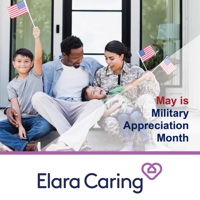 Photo of military family sitting on front porch of their home