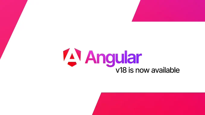 An image showing the Angular logo and the label v18 is now available