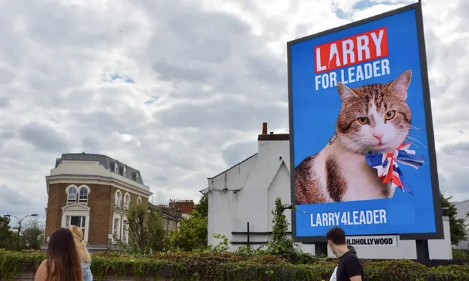 A "Larry For Leader" poster