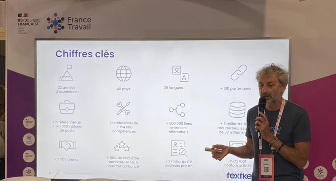 Pitch de « Textkernel » sur le stand de France Travail à VivaTech