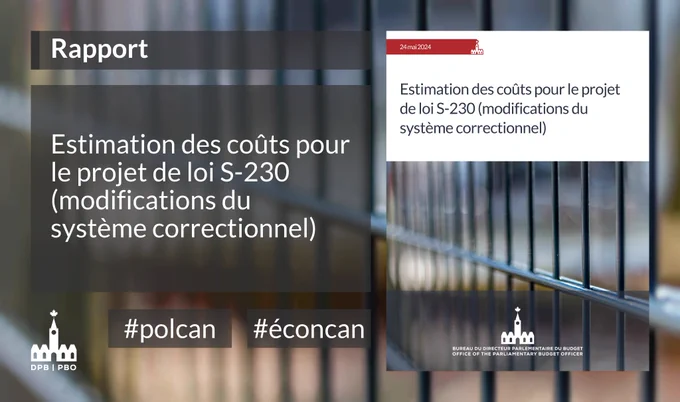 Image décorative pour le rapport « Estimation des coûts pour le projet de loi S-230 (modifications du système correctionnel) » 