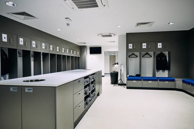 Inside the Women’s First Team changing room at the Knighthead Performance Centre.