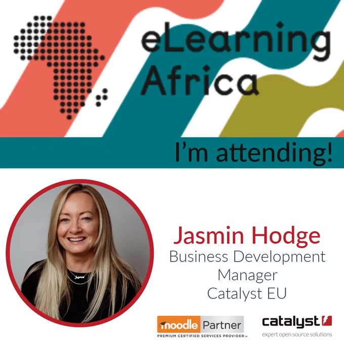 Event flyer - Jasmin Hodge, Business Development Manager, attending eLearning Africa.