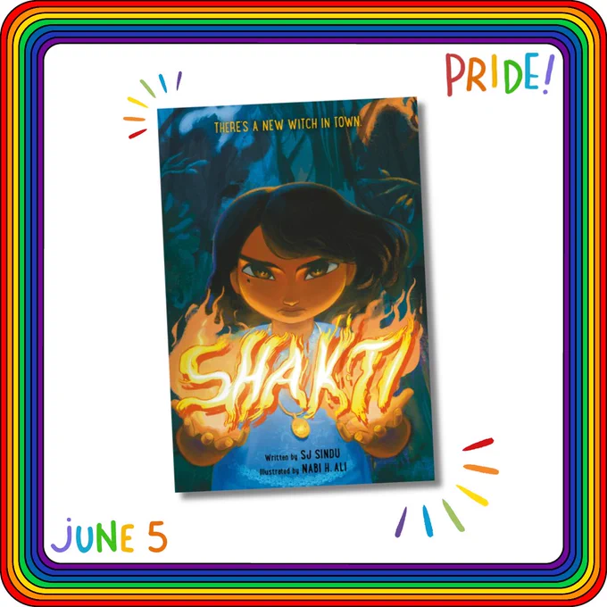 🏳️‍🌈 Read with PRIDE! 🏳️‍⚧️
SHAKTI
✍️ @sjsindu
🎨 @nabihaiderali

🌈 www.bookelicious.com/book/89194/shakti/ @HarperChildrens

"vibrantly illustrated graphic novel...Indian American witch Shakti must harness her ancestral magic to defeat the dark spells plaguing her town" @PublishersWkly
#PrideMonth