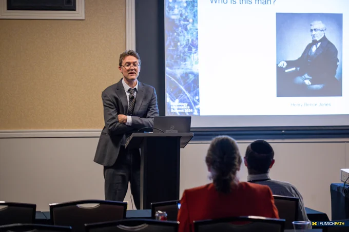 Dr. Lee Schroeder speaks during the 2024 Pathology Informatics Summit.
