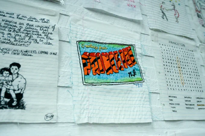 An embroidered page with the words "Welcome to Princeton, N.J."