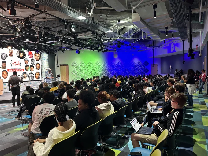 Attendees at the hackathon