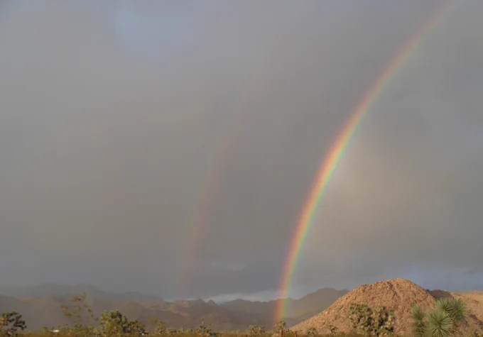 Double Rainbow, Mojave Desert, Arizona, Hualapai Waystation.