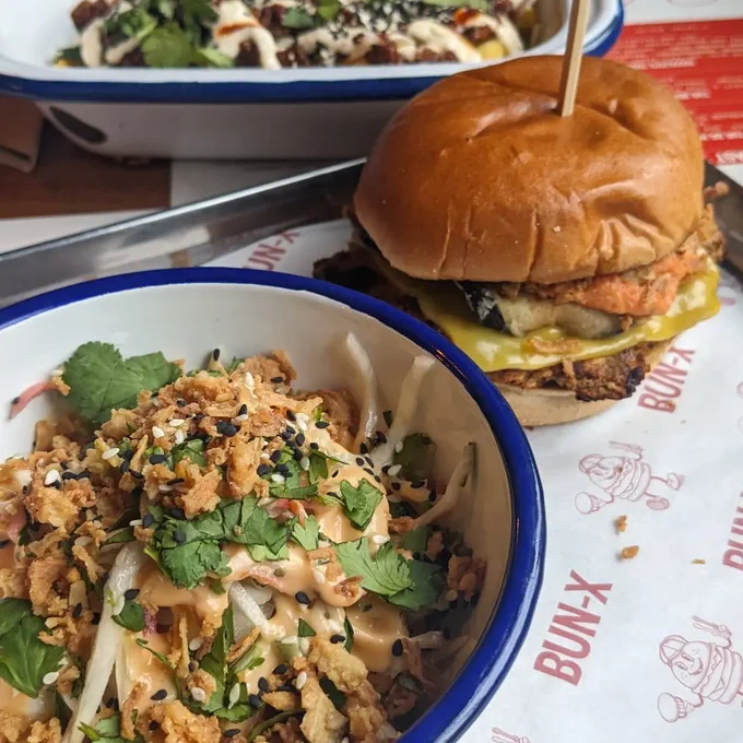 Burger with salad