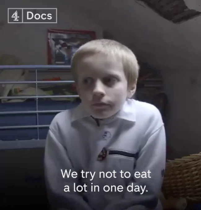 Picture of a child “we try not to eat a lot in one day”