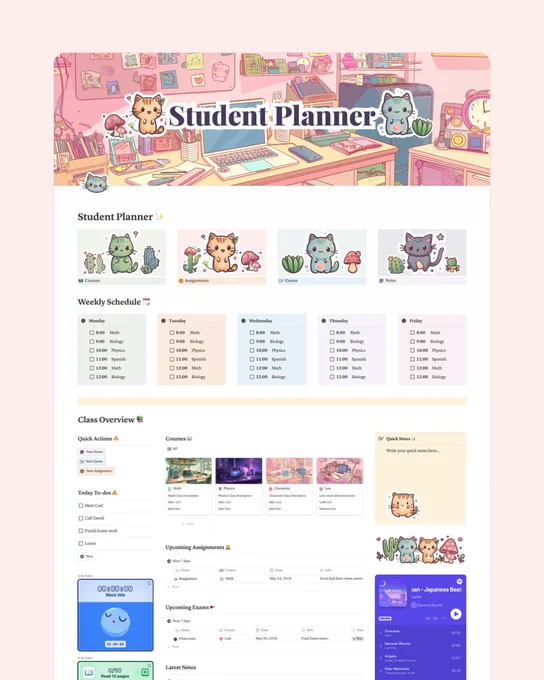 Notion Student Dashboard