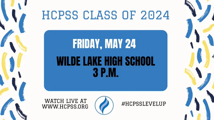 Wilde Lake High School's Class of 2024 graduates at 3 p.m. on Friday, May 24.