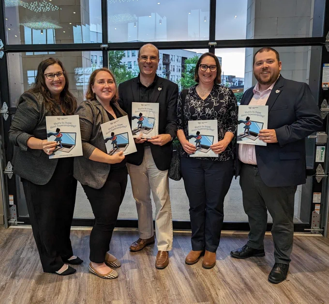 Ohio Technology Consortium team members Betsy Kordes, Ann Draghi, Alan Chalker, Andrea Gibson and John Strawn at the PRSA Central Ohio PRism Awards May 23. 