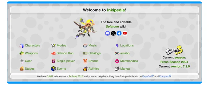The welcome box from the Main Page of Inkipedia - the foundation date is 24 May 2015
