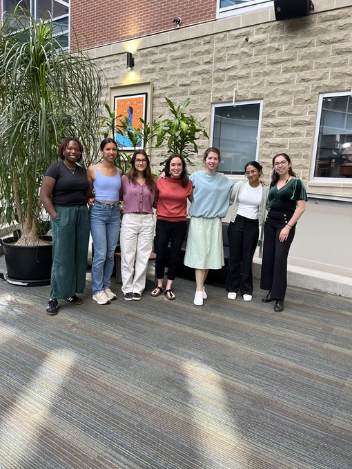 Group photo. left to right: Ijeoma Nwafor, Jessica Collier, Victoria Virag, Joey Bernhardt, Sveta Uzhova, Neha Patel, Jacklyn Simonson. Not pictured: Post-doc Amanda Cicchino