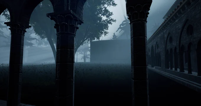 A monastery during early morning hours.