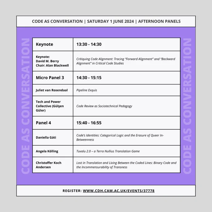 Image of afternoon panels - please see link in tweet for full programme.