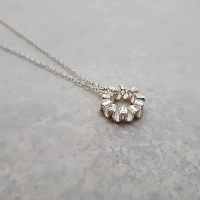 Small Circle Ruffle Necklace (Silver) by Karen Fox  |  £52.00