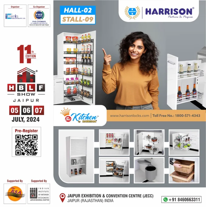 #HBLFShow2024 #Hardware #Building #Lifestyle #Furniture #ArchitectureExhibition #InteriorExhibition #Rajasthan #PHDCCI #PHDChamber #JaipurChapter #IID #RajasthanSolarAssociation #FSAI #Todar
Meet us at Stall 09 from 05 to 07 July, 2024 at the HBLF SHOW Exhibition (Jaipur)

Harrison Locks (New Delhi)
Contact: Mr. Deepak Bansal-  91 9310142401

For inquiry via WhatsApp click: https://bit.ly/9310142401

Email: sales@harrisonlocks.com , Exports@harrisonlocks.com
Website:  www.harrisonlocks.com