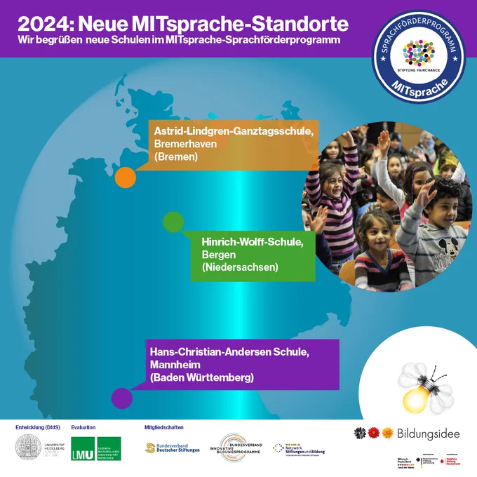 Drei neue Bildungseinrichtungen in Bremen, Niedersachsen sowie Baden-Württemberg, die nun die #Sprachförderung ihrer Kinder mit dem MITsprache-Sprachförderprogramm systematisch organisieren. 