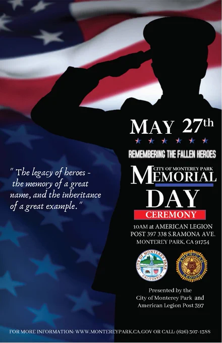 Silhouette of a military member saluting over the stars and stripes of a billowing American flag.