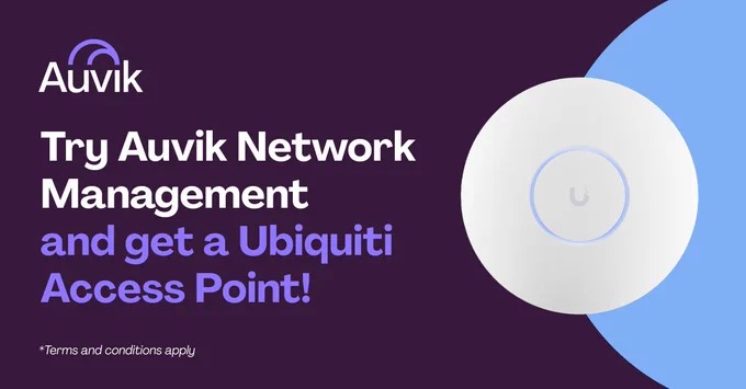 Try Auvik Network Management and get a free Ubiquiti Access Point