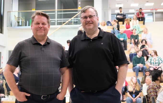 Professor Harri Oinas-Kukkonen and our honorary doctor Reid Hoffman, co-founder of LinkedIn.