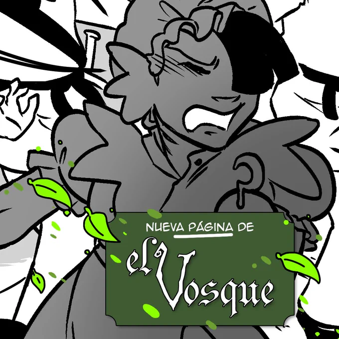 Imagen promocional del webcómic El Vosque con un trozo de una viñeta