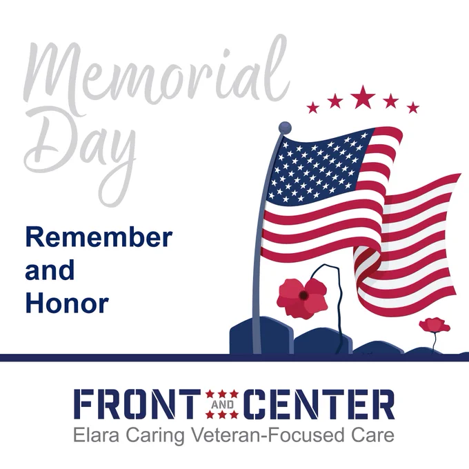 Illustrated American flag and text "Memorial Day, Remember and Honor"