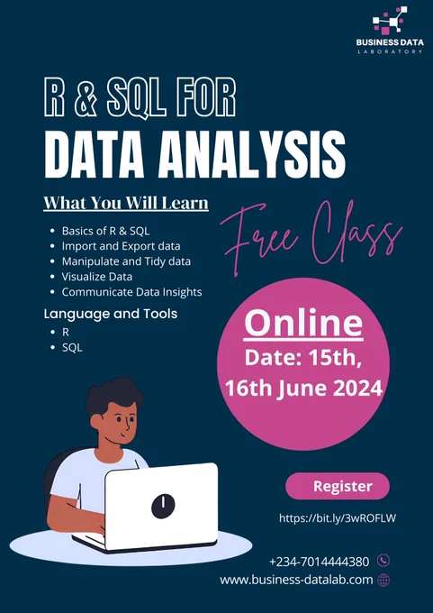 FREE Data analysis class. Learn R and SQL for data analysis. 100% ONLINE