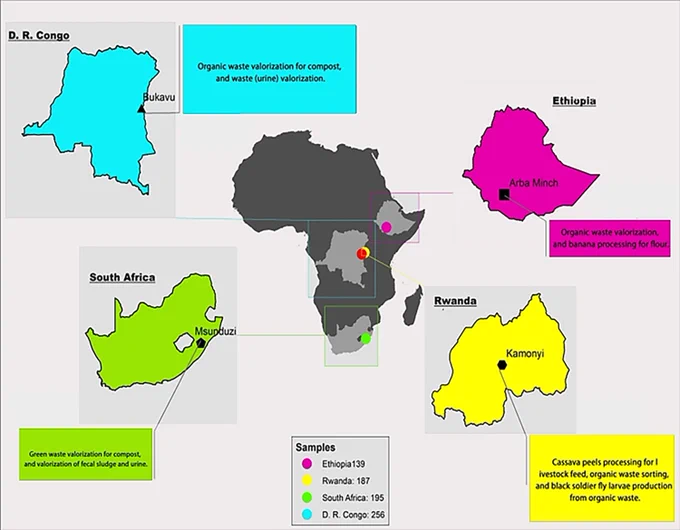Fig 2. Author’s Map of RUNRES city regions.
Produced under Humanitarian data exchange “numérisation Saint Moulin” source, in Arcgis Desktop software taken from the shape file https://data.humdata.org/m/dataset/cod-ab-cod. 