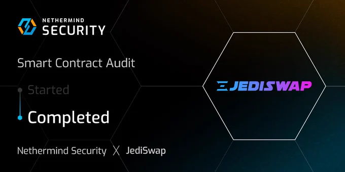 Nethermind Security carried out an audit of the @jediswap protocol, a permissionless and composable AMM on @Starknet