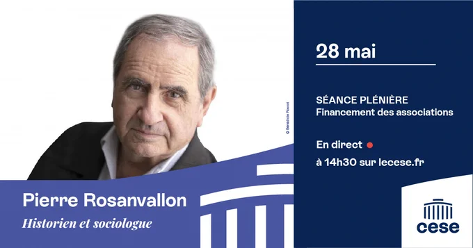 Visuel d'annonce de l'intervention de Pierre Rosanvallon lors de la séance plénière