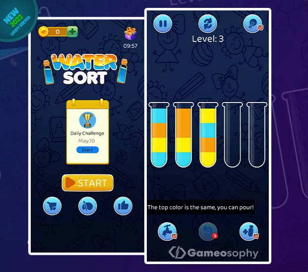 Water Sort, Puzzle Game, Color Game, Unity Game