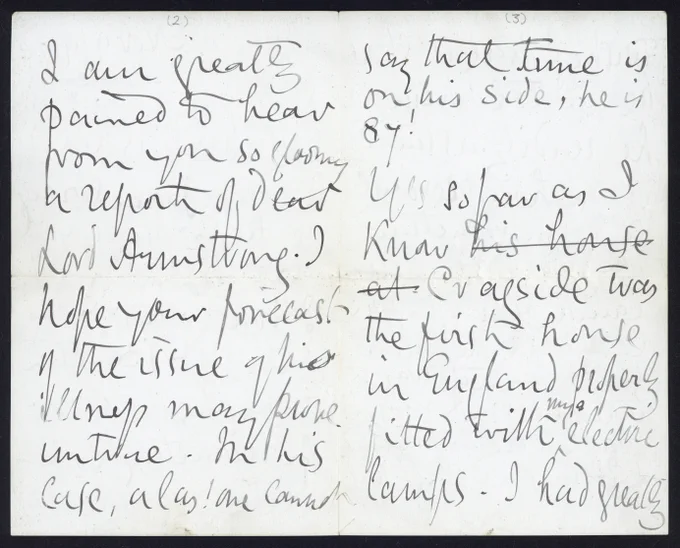 Second and third page of a letter from Joseph Swan to John Worsnop.