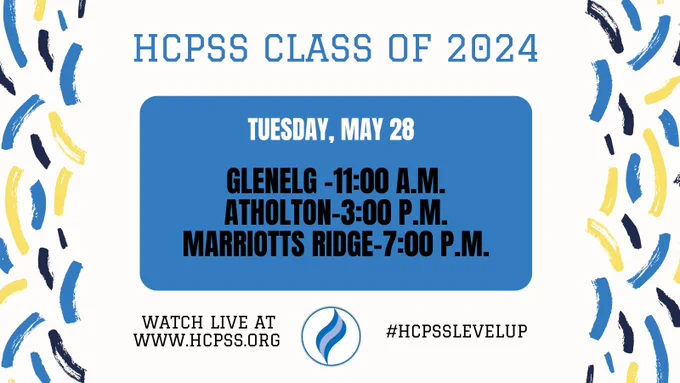 We have a full day of graduations with Glenelg at 11, Atholton at 3 & Marriotts Ridge at 7. 