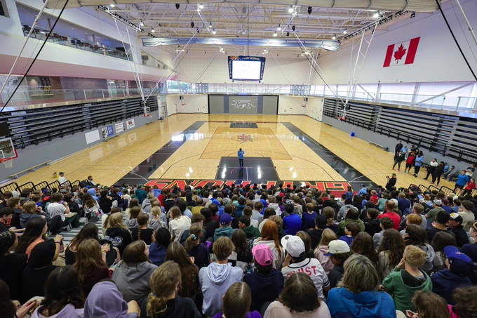 On Monday, May 27, 2024, the Toronto Argonauts hosted a "Huddle Up" anti-bullying program, with over 400 local Guelph elementary school students in attendance at the Guelph Gryphons Athletics Centre
