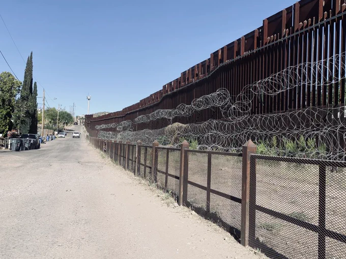 Border wall at the Nogales border crossing