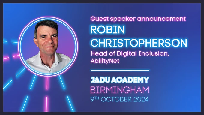 Headshot of Robin with his name and Jadu Academy date