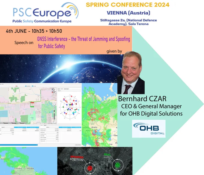 🛰 GNSS plays a key role in strategic defense of each country 🌍 , while GNSS Interference by means of Jamming and Spoofing has long been seen as academical or theoretical threat, but recent developments and conflicts prove that this is not the case. In his speech, Mr. Czar will 🔦 highlight recent examples of interference-related issues and will propose countermeasures to ensure safe and secure operations of GNSS-dependent applications 📱 

Bernhard Czar joined OHB Digital Solutions as Chief Operating Officer in August 2021 and has been promoted to the CEO and General Manager for OHB Digital Solutions by 1st of November the same year. Mr Czar started his career 🚀 in the semiconductor industry in 1996 with Mikron as design Engineer and Projectmanager. He holds a Masters diploma 👨‍🎓 in Telecommunications and Informatics from the Technical University Graz and a MBA from the Management Centre Europe in Brussels. 
