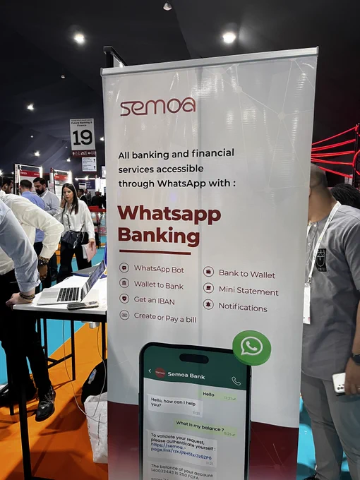 Semoa Whatsapp banking at #GITEXAfrica in Marrakech, Morocco.